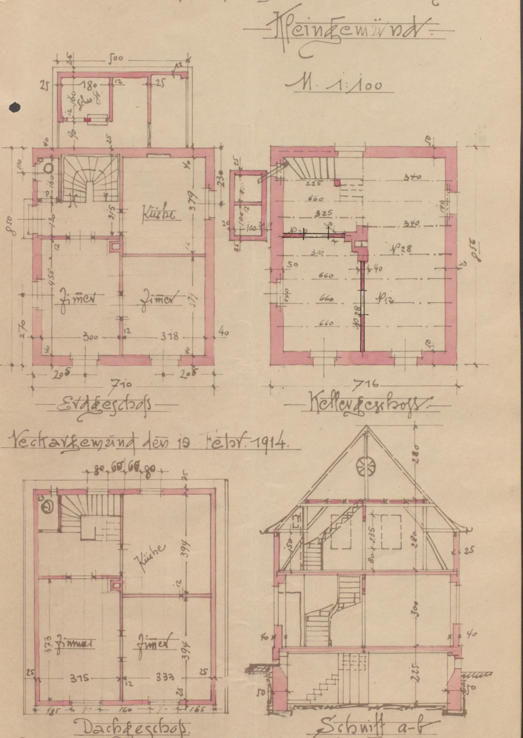 Bauantrag 1914  Grundrisse